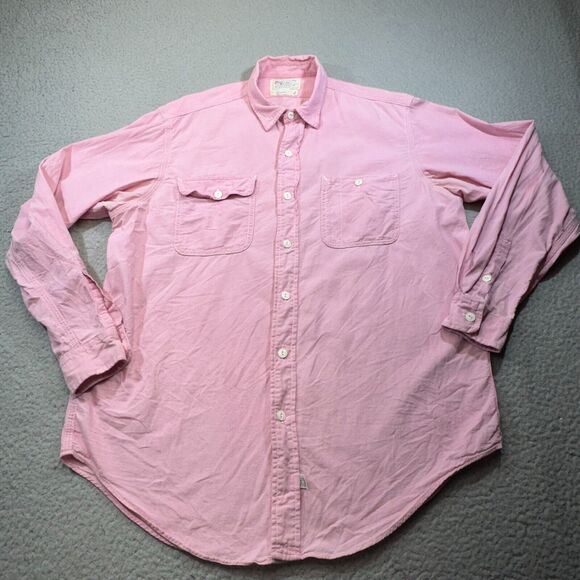 VINTAGE Polo Ralph Lauren Shirt Men Large Pink Double Dual Pocket USA Made Ivy - Picture 2 of 13